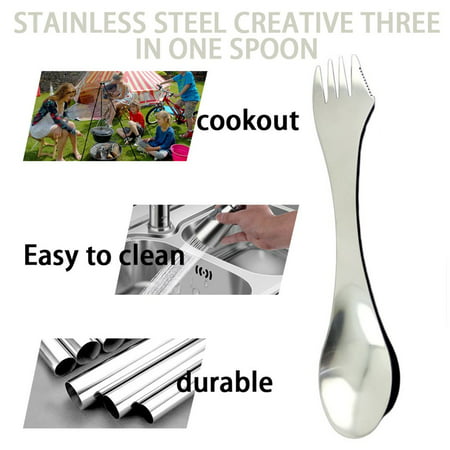 3 in 1 Stainless Fork Spoon Spork Cutlery Utensil Combo Kitchen Outdoor Picnic u 